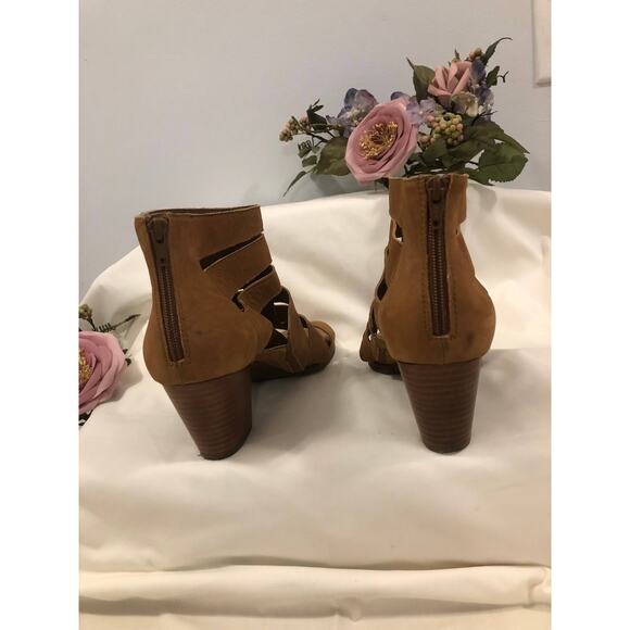 Vionic Harlow Wedge Sandals Women Size 10 Brown Suede Block Heel Cutout Zip - Picture 8 of 13